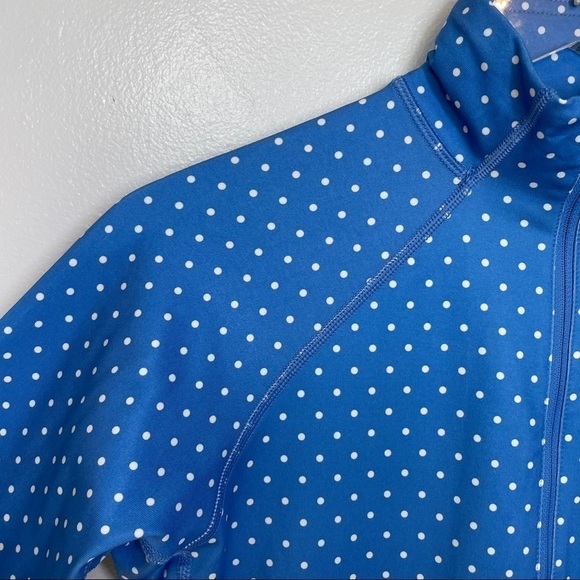 Nike Pro Dry Fit Blue/White Running Jacket 1/2 Zip Polka Dot Pullover Size M - Picture 7 of 15